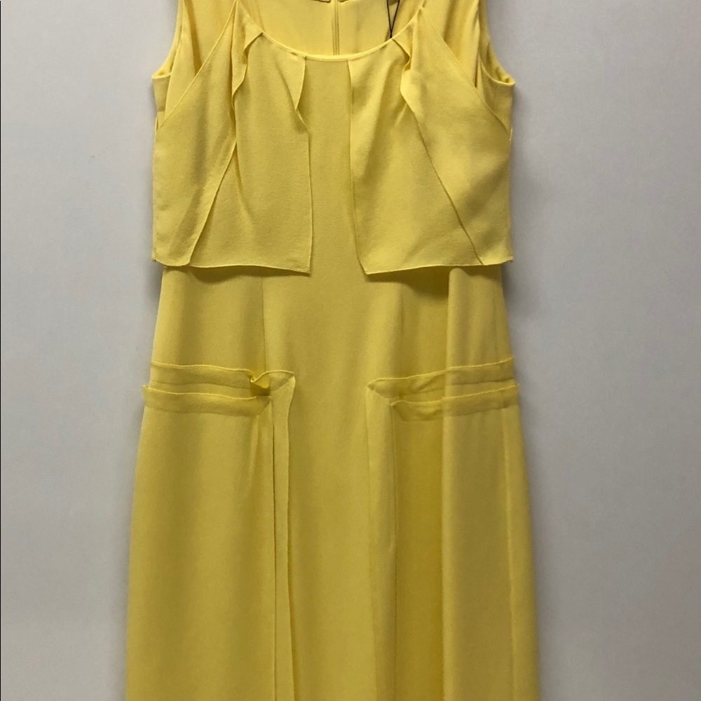 Carolina Herrera Silk Yellow Dress Size 4 Lined